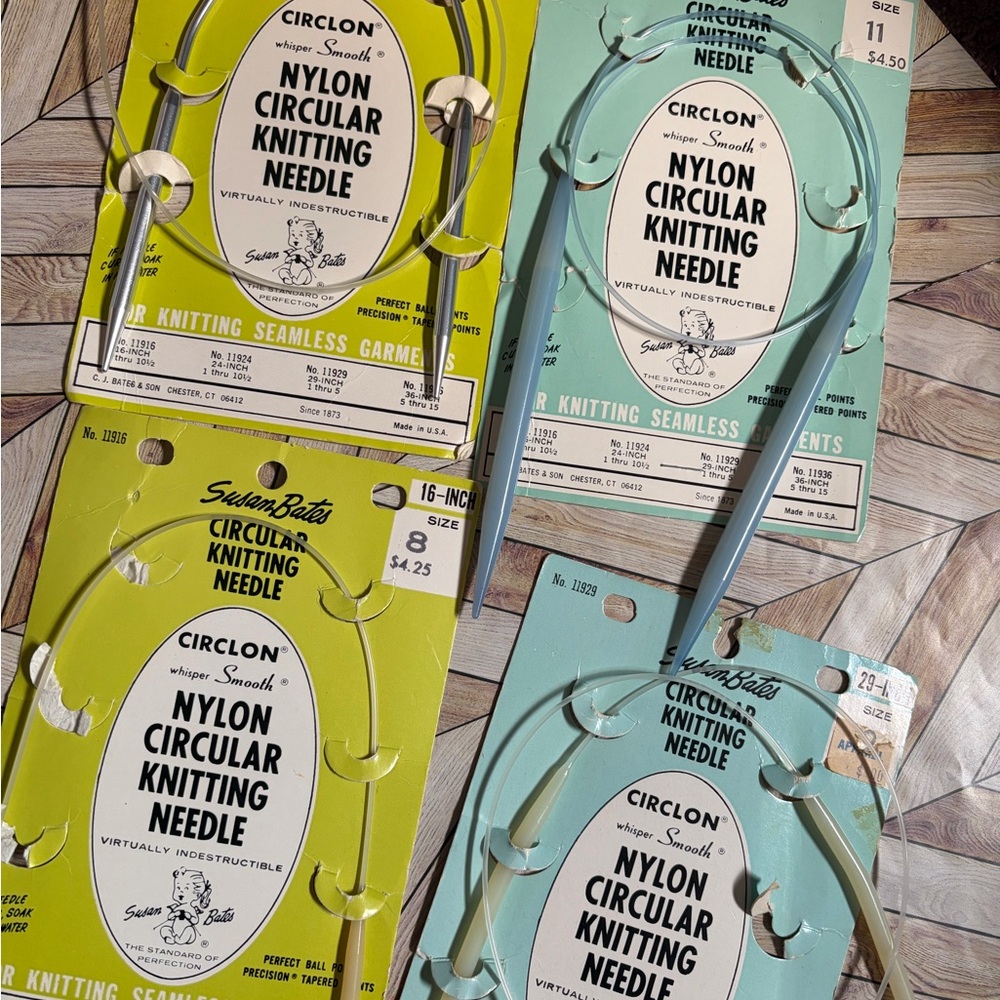 Vintage Susan Bates Circlon Nylon Circular Knitting Needles set